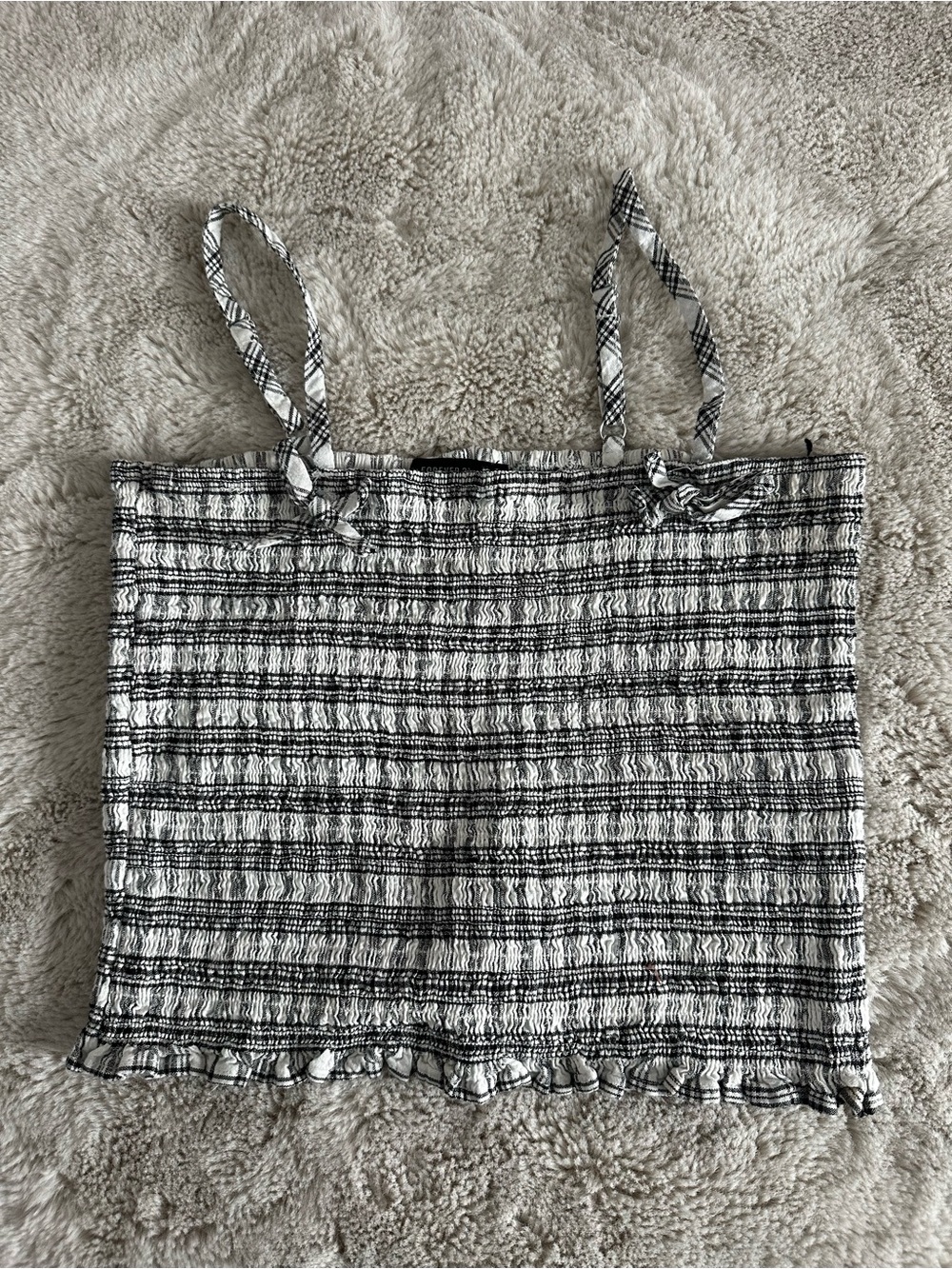 Forever 21 Black and White Striped Smocked Cami